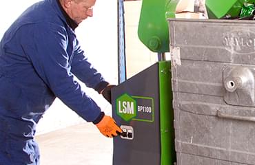 LSM bin press 2 handed controls for added safety