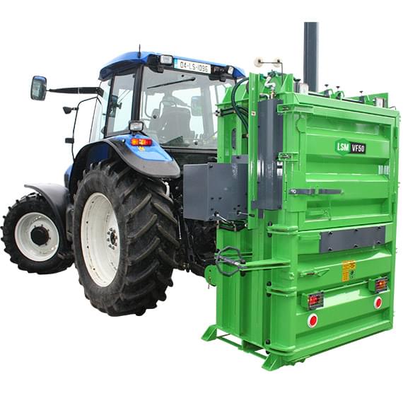 Tractor mounted agricultural waste baler