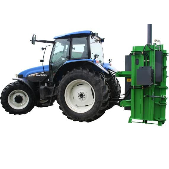 Tractor mounted agricultural waste baler